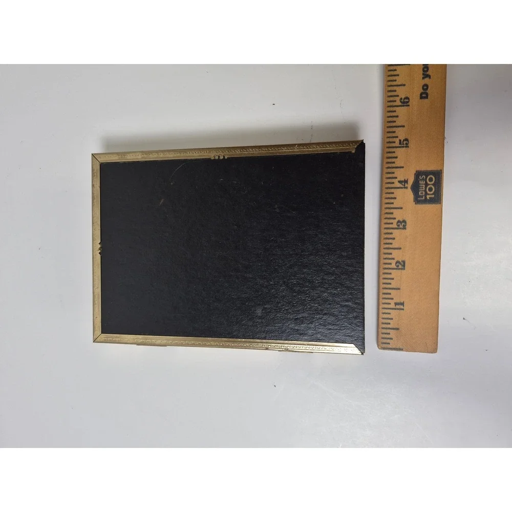 Vintage Gold Metal Double Picture Frame Folding Hinged 4x6 Tabletop etched Edge